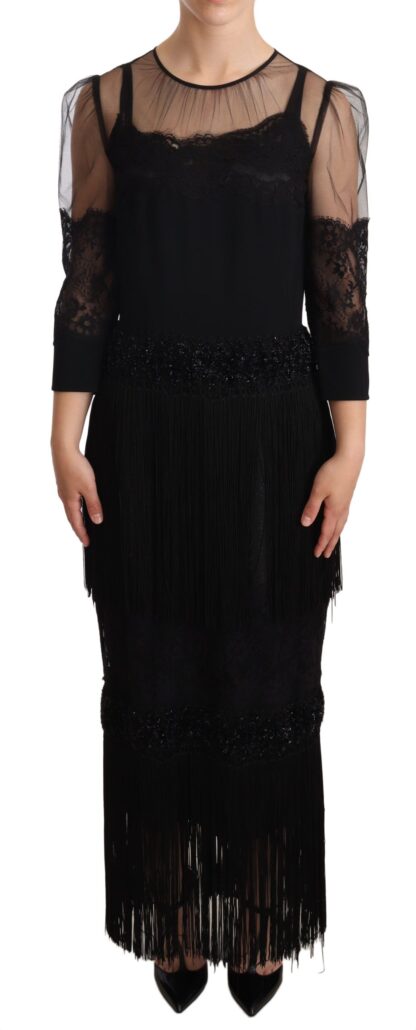 Dolce & Gabbana - Elegant Lace Midi Dress in Black