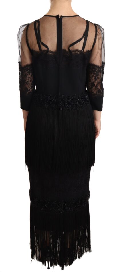 Dolce & Gabbana - Elegant Lace Midi Dress in Black