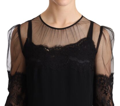 Dolce & Gabbana - Elegant Lace Midi Dress in Black