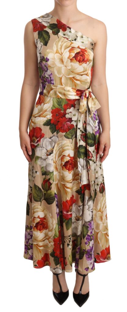 Dolce & Gabbana - Elegant Floral One-Shoulder Silk Dress