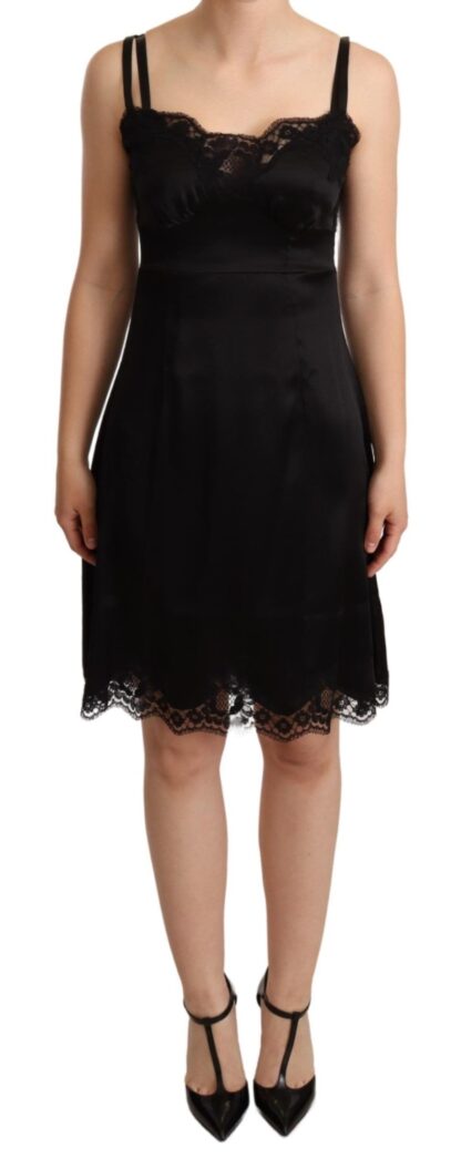 Dolce & Gabbana - Elegant Satin Lace Detail Cocktail Dress