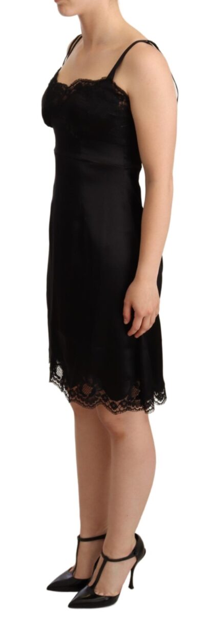 Dolce & Gabbana - Elegant Satin Lace Detail Cocktail Dress