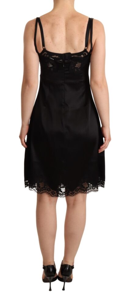 Dolce & Gabbana - Elegant Satin Lace Detail Cocktail Dress