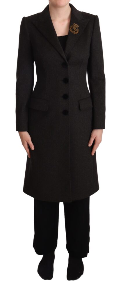 Dolce & Gabbana - Elegant Wool-Cashmere Blend Coat in Black Gray