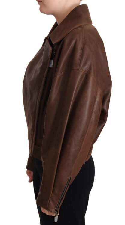 Dolce & Gabbana - Chic Brown Leather Biker Jacket