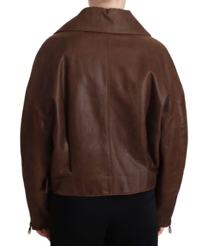 Dolce & Gabbana - Chic Brown Leather Biker Jacket