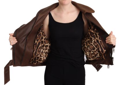 Dolce & Gabbana - Chic Brown Leather Biker Jacket