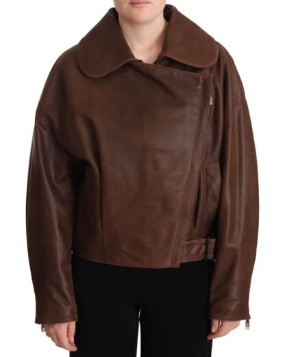 Dolce & Gabbana - Chic Brown Leather Biker Jacket