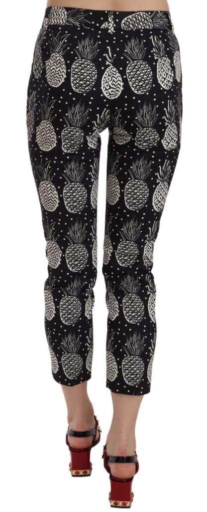 Dolce & Gabbana - Chic Black Pineapple Print Skinny Capri Pants