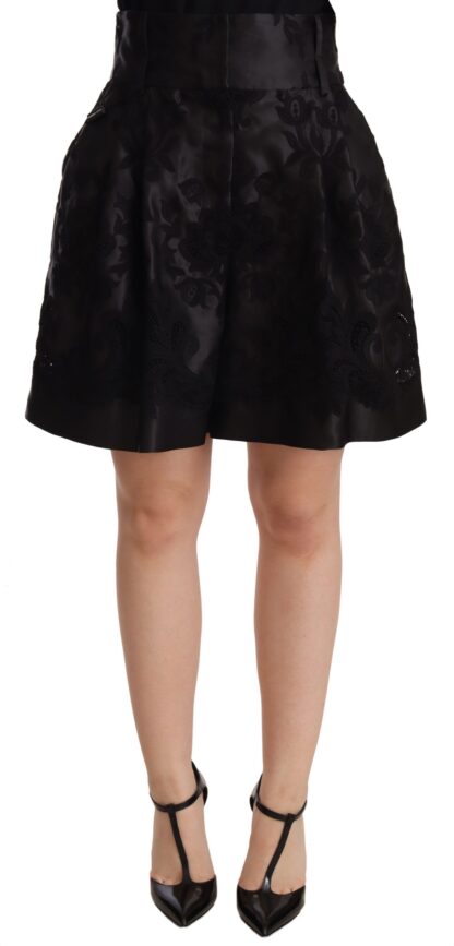 Dolce & Gabbana - Elegant Black Floral Brocade Silk Shorts