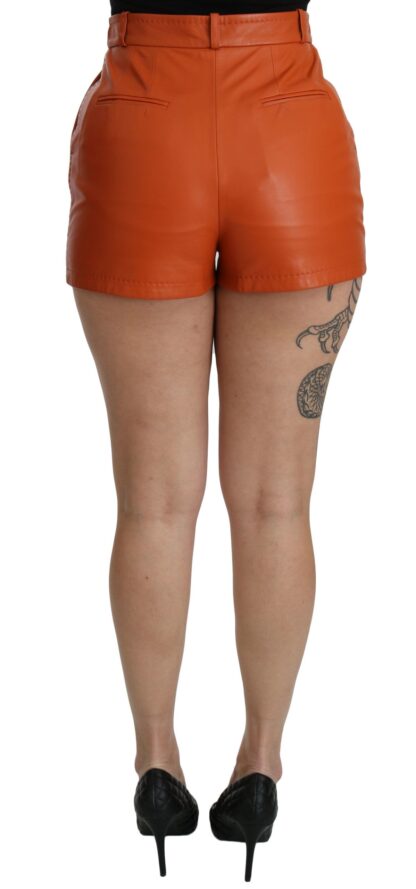 Dolce & Gabbana - Chic Orange Leather High Waist Hot Pants