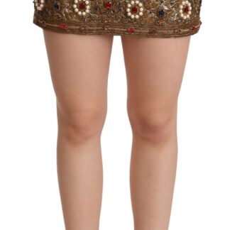 Dolce & Gabbana - Silver Embellished High Waist Mini Skirt