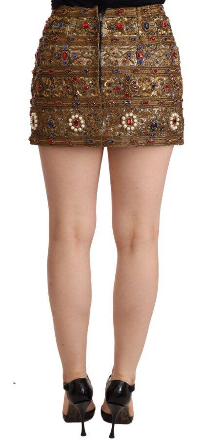 Dolce & Gabbana - Gold Embellished High Waist Mini Skirt