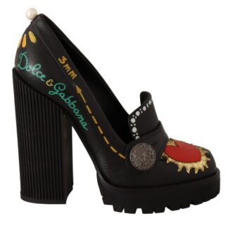 Dolce & Gabbana - Elegant Spiked Gemstone Heels in Gold and Black