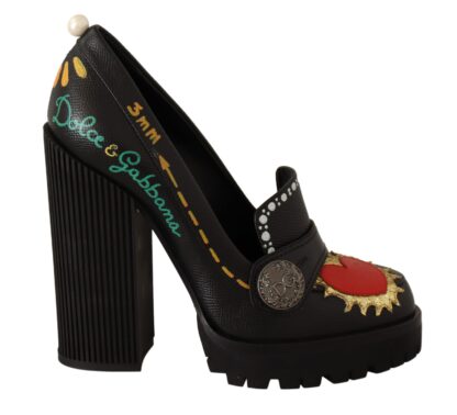 Dolce & Gabbana - Elegant Black Leather Pumps with Appliques