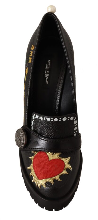 Dolce & Gabbana - Elegant Black Leather Pumps with Appliques