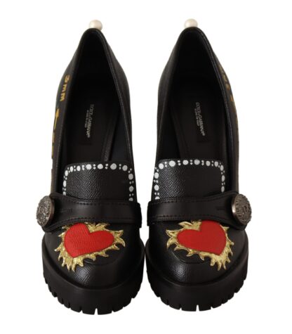 Dolce & Gabbana - Elegant Black Leather Pumps with Appliques