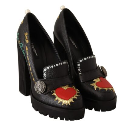 Dolce & Gabbana - Elegant Black Leather Pumps with Appliques