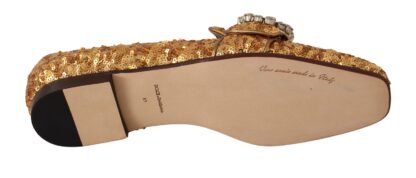 Dolce & Gabbana - Elegant Gold Sequin Crystal Flats