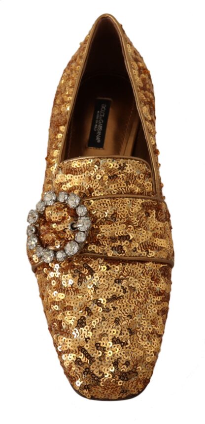 Dolce & Gabbana - Elegant Gold Sequin Crystal Flats