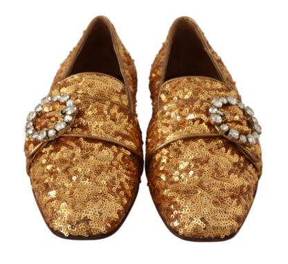 Dolce & Gabbana - Elegant Gold Sequin Crystal Flats