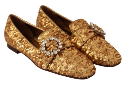 Dolce & Gabbana - Elegant Gold Sequin Crystal Flats