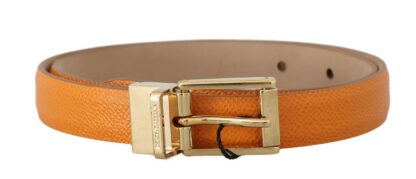 Dolce & Gabbana - Elegant Dauphine Leather Waist Belt in Orange