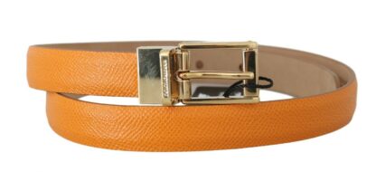 Dolce & Gabbana - Elegant Dauphine Leather Waist Belt in Orange