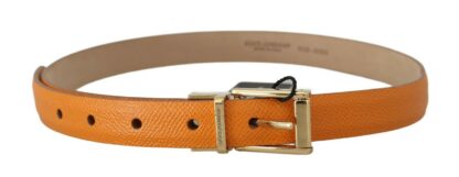 Dolce & Gabbana - Elegant Dauphine Leather Waist Belt in Orange