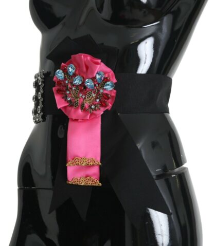 Dolce & Gabbana - Elegant Floral Crystal Ribbon Waist Belt