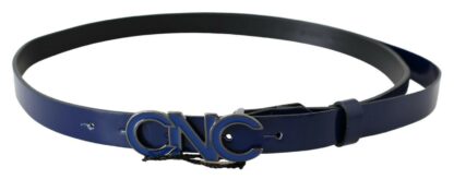 Costume National - Sleek Dark Blue Leather Fashion Belt