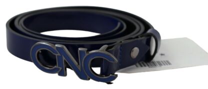 Costume National - Sleek Dark Blue Leather Fashion Belt