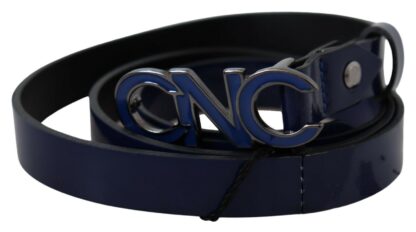 Costume National - Sleek Dark Blue Leather Fashion Belt