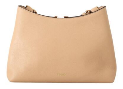 Versace - Elegant Nude Grainy Leather Shoulder Bag