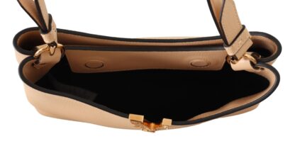 Versace - Elegant Nude Grainy Leather Shoulder Bag