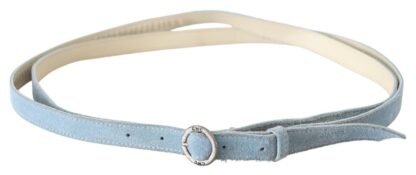 Costume National - Chic Sky Blue Leather Belt - Buckle Up in Style