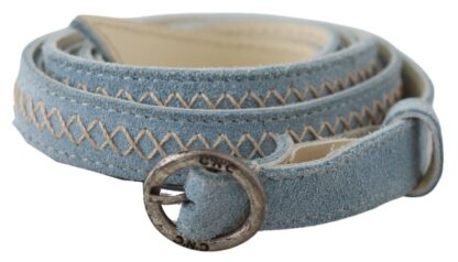 Costume National - Chic Sky Blue Leather Belt - Buckle Up in Style