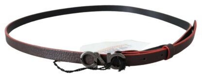 Costume National - Maroon & Black Italian Leather Fashion Belt