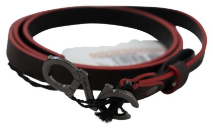 Costume National - Maroon & Black Italian Leather Fashion Belt