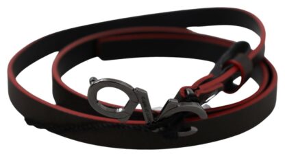 Costume National - Maroon & Black Italian Leather Fashion Belt