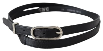 Costume National - Elegant Black Leather Adjustable Belt