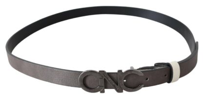 Costume National - Metallic Gray Italian Leather Fashion Belt