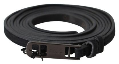 Costume National - Elegant Black Leather Adjustable Belt