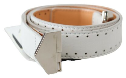 GF Ferre - Elegant White Leather Fashion Belt