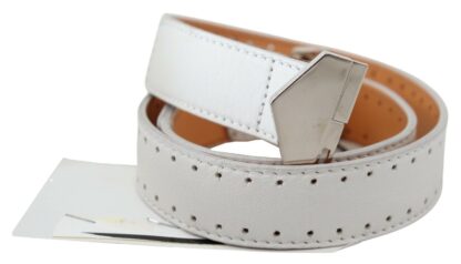 GF Ferre - Elegant White Leather Fashion Belt