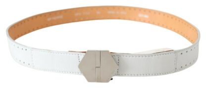 GF Ferre - Elegant White Leather Fashion Belt