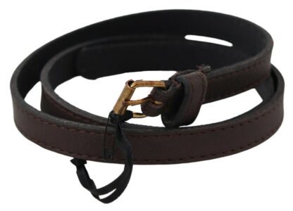 MILA SCHÖN - Elegant Brown Leather Fashion Belt with Gold-Tone Buckle