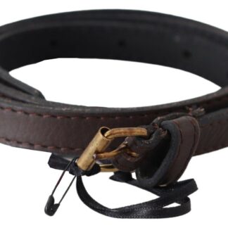 GF Ferre - Elegant Black Leather Fashion Belt with Gold-Tone Buckle