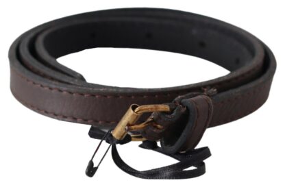 MILA SCHÖN - Elegant Brown Leather Fashion Belt with Gold-Tone Buckle