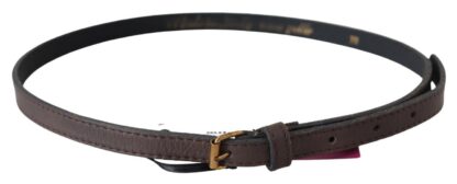 MILA SCHÖN - Elegant Brown Leather Fashion Belt with Gold-Tone Buckle